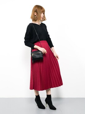 「AMERICAN HOLIC（アメリカンホリック）のプリーツロングスカート（スカート）」を使った、miyaseさん（レディース・166cm）の秋コーディネート