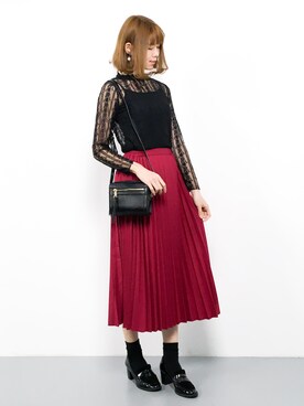 「AMERICAN HOLIC（アメリカンホリック）のプリーツロングスカート（スカート）」を使った、miyaseさん（レディース・166cm）の秋コーディネート