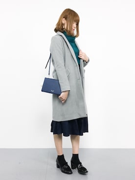 「ショルダーバック」｜「アイテム（チェスターコート）」を使った、miyaseさん（レディース・166cm）の秋コーディネート