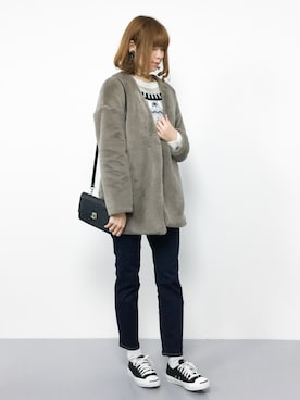 「reca（レカ）のアイテム（その他アウター）」を使った、miyaseさん（レディース・166cm）の秋コーディネート