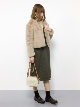 「ラップスカート」｜「アイテム（ノーカラージャケット）」を使った、miyaseさん（レディース・166cm）の秋コーディネート