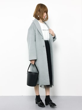 「ショート丈トップス」｜「アイテム（チェスターコート）」を使った、miyaseさん（レディース・166cm）の冬コーディネート