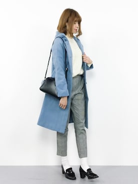 「水色」｜「アイテム（ダッフルコート）」を使った、miyaseさん（レディース・166cm）の冬コーディネート