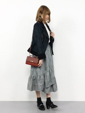 「SPINNS（スピンズ）のアイテム（ムートンコート）」を使った、miyaseさん（レディース・166cm）の冬コーディネート