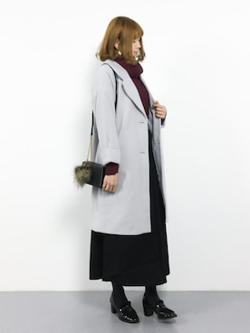 「titivate（ティティベイト）のアイテム（チェスターコート）」を使った、miyaseさん（レディース・166cm）の冬コーディネート