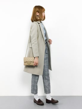 「チェーンバッグ」｜「アイテム（チェスターコート）」を使った、miyaseさん（レディース・166cm）の冬コーディネート