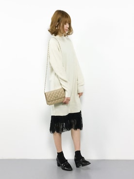 「PLAIN CLOTHING（プレーンクロージング）の【SALE!!プチプラ祭り】【14,500点突破】ダイヤ柄ステッチショルダーバッグ/ポシェット（ショルダーバッグ）」を使った、miyaseさん（レディース・166cm）の冬コーディネート