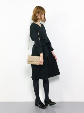 「PLAIN CLOTHING（プレーンクロージング）の【SALE!!プチプラ祭り】【14,500点突破】ダイヤ柄ステッチショルダーバッグ/ポシェット（ショルダーバッグ）」を使った、miyaseさん（レディース・166cm）の冬コーディネート
