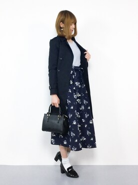 「NATURAL BEAUTY BASIC（ナチュラルビューティーベーシック）のアイテム（トレンチコート）」を使った、miyaseさん（レディース・166cm）の冬コーディネート