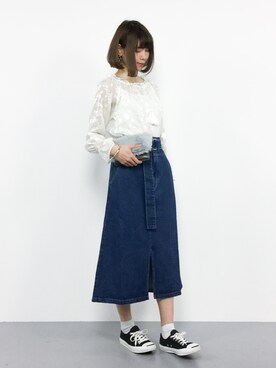 「Heather（ヘザー）のシェードフラワーブラウス　786003（シャツ/ブラウス）」を使った、miyaseさん（レディース・166cm）の春コーディネート