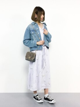 「ライトブルー」｜「アイテム（シャツワンピース）」を使った、miyaseさん（レディース・166cm）の春コーディネート