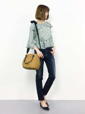 「STUDIOUS SELECT（ステュディオスセレクト）のアイテム（かごバッグ）」を使った、miyaseさん（レディース・166cm）の春コーディネート