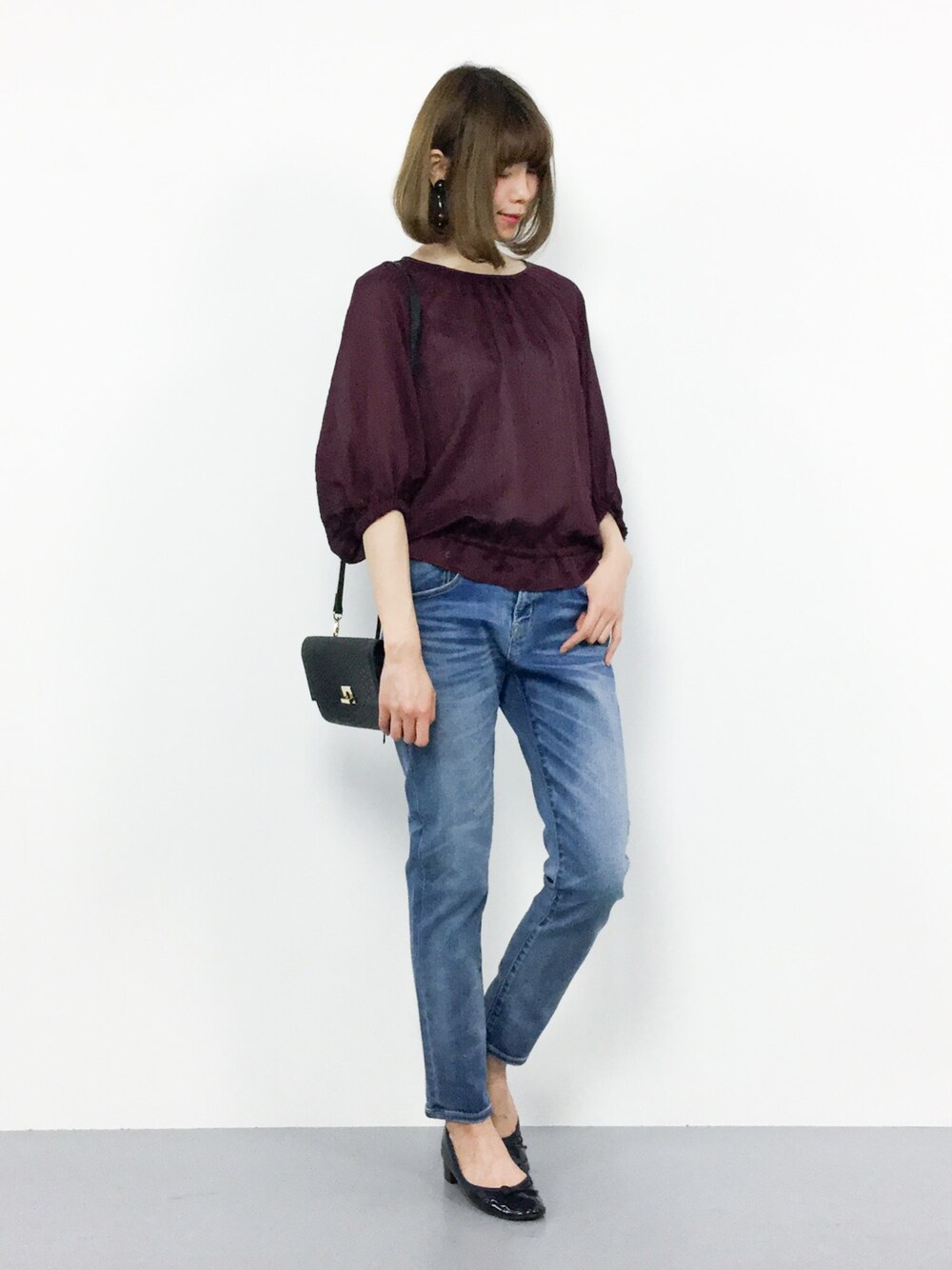 BEAUTY&amp;YOUTH UNITED ARROWS - 【タグ付】クレープギャザー6分袖ブラウス BEAUTY&YOUTH UNITED ARROWS（ビューティーアンドユース