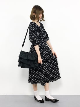 「フリルトート」｜「アイテム（ワンピース/ドレス）」を使った、miyaseさん（レディース・166cm）の春コーディネート