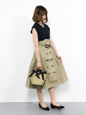 「cache cache（カシュ カシュ）のアイテム（かごバッグ）」を使った、miyaseさん（レディース・166cm）の春コーディネート