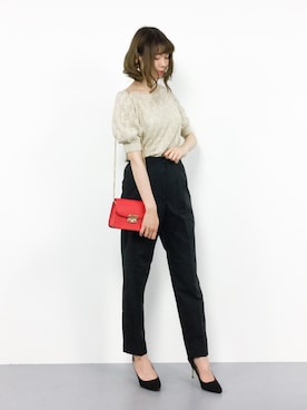 「透かし編みニット」｜miyaseさん（レディース・166cm）の夏コーディネート