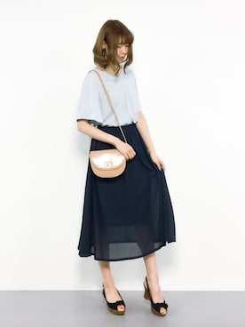 「UNRELISH（アンレリッシュ）のアイテム（シャツ/ブラウス）」を使った、miyaseさん（レディース・166cm）の夏コーディネート