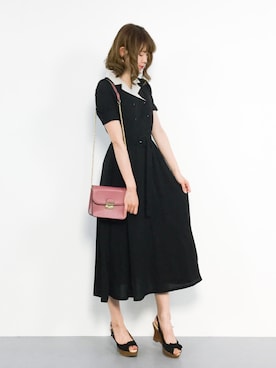 「ダブルボタン」｜「アイテム（ワンピース/ドレス）」を使った、miyaseさん（レディース・166cm）の夏コーディネート