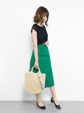「Aラインスカート」｜「アイテム（トートバッグ）」を使った、miyaseさん（レディース・166cm）の夏コーディネート