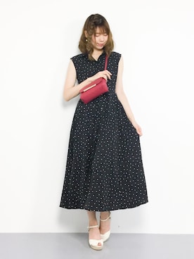 「ドットワンピ」｜「アイテム（シャツワンピース）」を使った、miyaseさん（レディース・166cm）の夏コーディネート