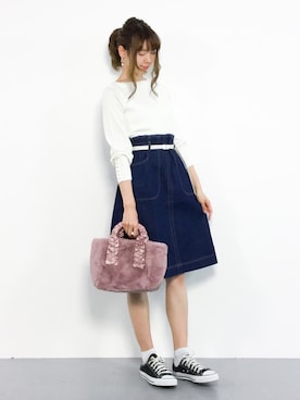 「Aラインスカート」｜「アイテム（トートバッグ）」を使った、miyaseさん（レディース・166cm）の秋コーディネート