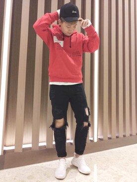 「5cm（ファイブシーエム）のアイテム（パンツ）」を使った、狗哥さん（レディース・170cm）の春コーディネート