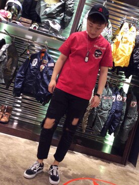 「5cm（ファイブシーエム）のアイテム（パンツ）」を使った、狗哥さん（メンズ・170cm）の春コーディネート