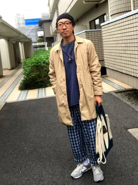 「アイテム（ステンカラーコート）」を使った、カネゴンさん（メンズ・170cm・30代）の春コーディネート