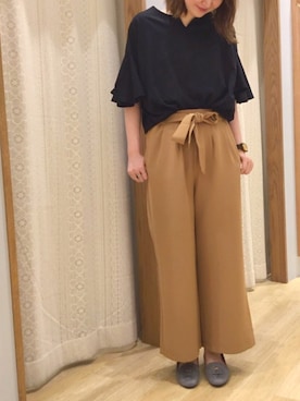 「タッセルシューズ」｜「アイテム（チュニック）」を使った、森ぽん。さん（レディース・169cm）の夏コーディネート