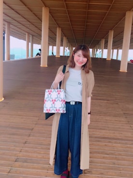 「シャツワンピを羽織る」｜「アイテム（その他）」を使った、森ぽん。さん（レディース・169cm）の秋コーディネート