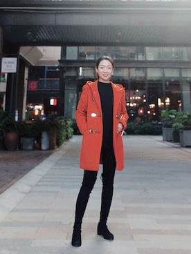 「MK MICHEL KLEIN（エムケーミッシェルクラン）のアイテム（ダッフルコート）」を使った、Lucky-Kincineさん（レディース・165cm）の冬コーディネート