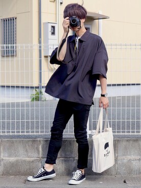 「HANES（ヘインズ）の【OUTLET STORE PRICE】【Hanes/ヘインズ】ジャパンフィット JAPAN FIT 【2枚組】クルーネックTシャツ（Tシャツ/カットソー）」を使った、SHÜИさん（メンズ・175cm）の夏コーディネート