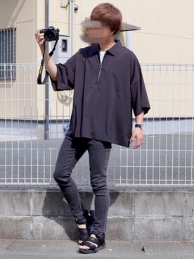 「HANES（ヘインズ）の【OUTLET STORE PRICE】【Hanes/ヘインズ】ジャパンフィット JAPAN FIT 【2枚組】クルーネックTシャツ（Tシャツ/カットソー）」を使った、SHÜИさん（メンズ・175cm）の夏コーディネート