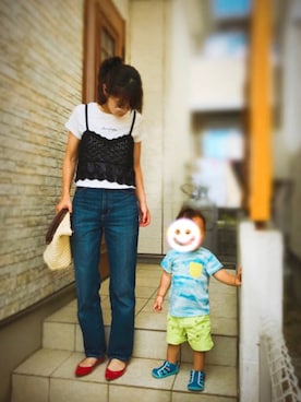 「Honeys（ハニーズ）のアイテム（アンサンブル）」を使った、オフロスキー@mamaコーデさん（レディース・158cm）の夏コーディネート