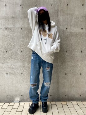 「WHITELAND（ホワイトランド）のアイテム（デニムパンツ）」を使った、keitoさん（メンズ・167cm）の春コーディネート