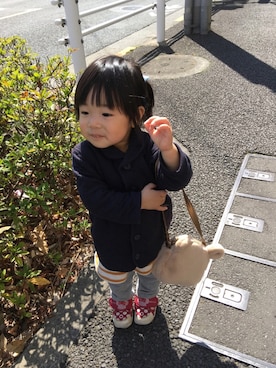 「無印良品（ムジルシリョウヒン）のアイテム（ジャケット/アウター）」を使った、mimioさん（キッズ・80cm）の春コーディネート