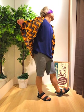 「HVC（エイチブイシー）のアイテム（パンツ）」を使った、GRAND GLOBAL 座間店さん（メンズ・163cm）の夏コーディネート