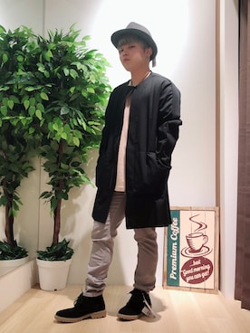 「GGD（ジージーディー）のアイテム（ノーカラージャケット）」を使った、GRAND GLOBAL 座間店さん（メンズ・163cm）の夏コーディネート