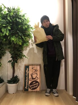 「GGD（ジージーディー）のアイテム（スウェット）」を使った、GRAND GLOBAL 座間店さん（メンズ・165cm）の冬コーディネート