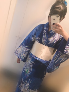 「しまむら（シマムラ）のアイテム（浴衣）」を使った、あおいさん（レディース・155cm）の夏コーディネート