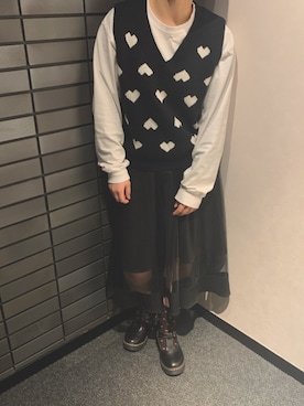「メッシュスカート」｜💡アン💡さん（レディース・155cm）の冬コーディネート