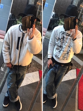 「タートルネックカットソー」｜「アイテム（ブルゾン）」を使った、ともキングさん（メンズ・176cm）の春コーディネート