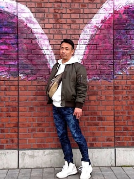 「アイテム（MA-1）」を使った、なべにぃさん（メンズ・166cm・40代）の冬コーディネート