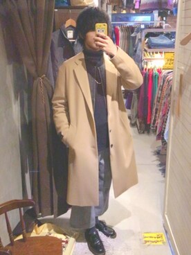 「マーチン」｜「アイテム（トレンチコート）」を使った、EDDIEさん（メンズ・172cm）の冬コーディネート