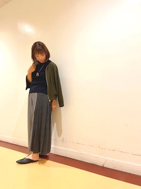 「大きいサイズ」｜「アイテム（ブルゾン）」を使った、たかぽんさん（レディース・163cm）の秋コーディネート