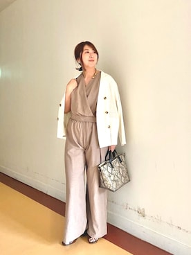「CPCM（シーピーシーエム）のアイテム（オールインワン・サロペット）」を使った、たかぽんさん（レディース・163cm）の春コーディネート