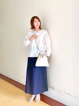 「ぽっちゃり、夏」｜「アイテム（スカート）」を使った、たかぽんさん（レディース・163cm）の春コーディネート