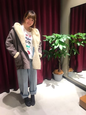 「DIESEL（ディーゼル）のアイテム（その他アウター）」を使った、ちゃむ。さん（レディース・163cm）の秋コーディネート