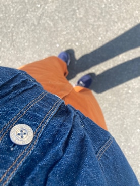 「アイテム（チノパンツ、オレンジ系）」を使った、himixxさん（レディース・157cm）の冬コーディネート