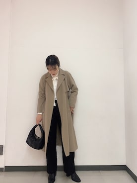 「ボウタイ」｜「アイテム（トレンチコート）」を使った、TANAKAさん（レディース・166cm）の秋コーディネート